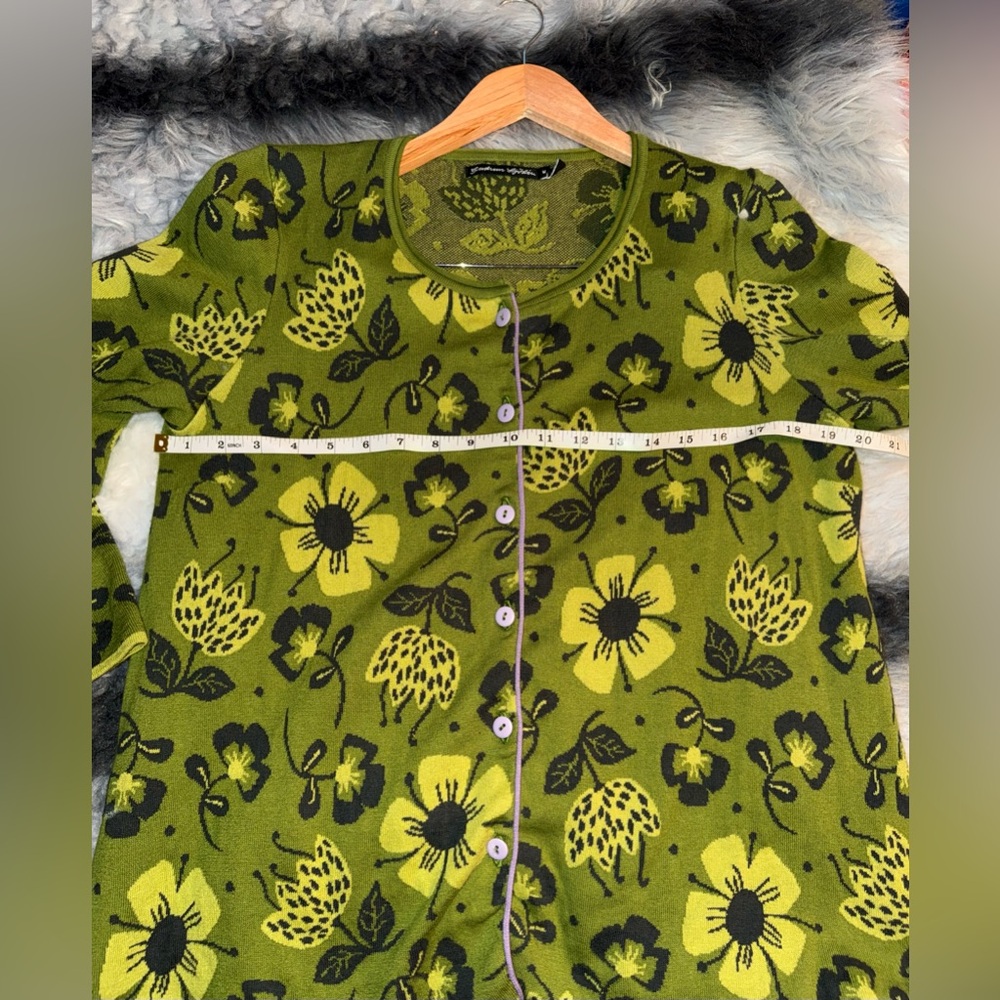 Gudrun Sjoden Green Floral Cardigan Size M Organic Cotton - Picture 6 of 8